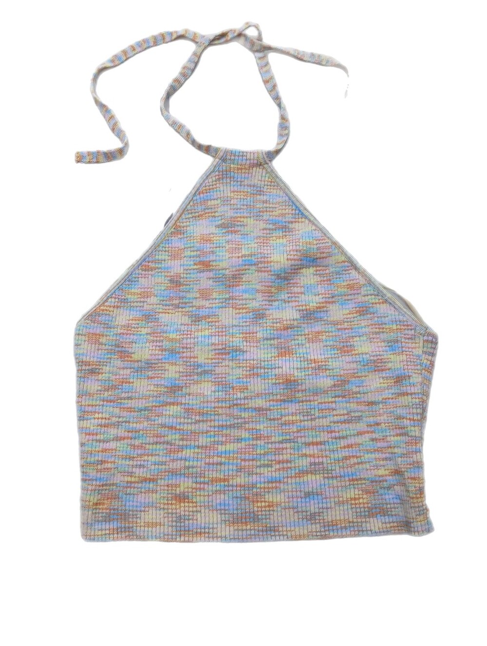 Kendall And Kylie Women's Pastel Multi Color Ribbed Knit Halter Croptop | Sz M